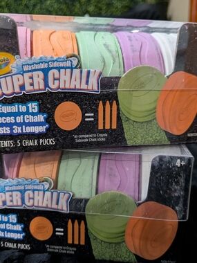 Crayola Super Chalk Washable Sidewalk Chalk Pucks - Pastel Orange, Green, Purple